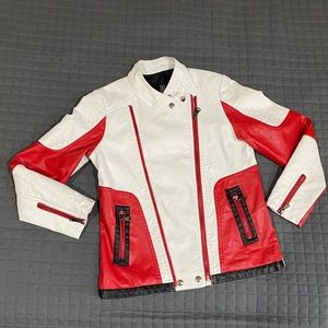 Kids Red and White Moto Jacket